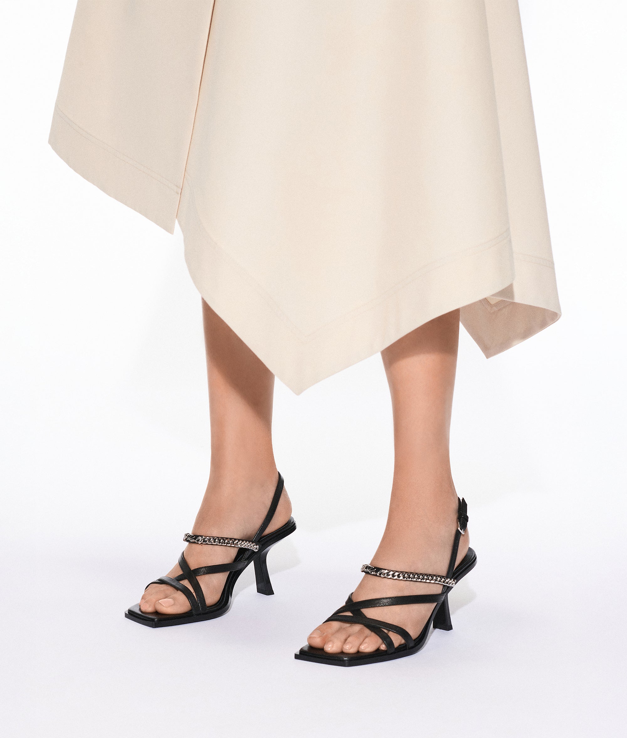 KARMEL SIGNIA CHAIN STRAP HEELED SANDALS Black Women KARL